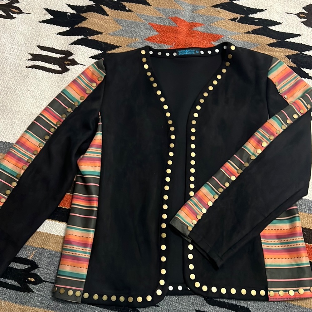 Serape Print Suede Blazer